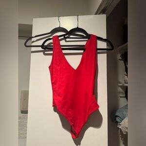 NWOT BABTON red vneck bodysuit
